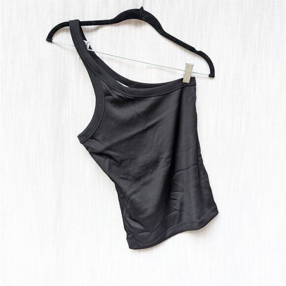 ANINE BING Ren Black One-shoulder Singlet Ribbed Elastic Top, size S - Picture 1 of 5